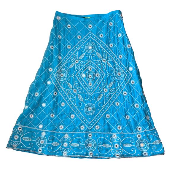 Vintage Maxi Skirt Blue Whimsy Boho Flowy Size 10 Womens Gypsy Fairy Festival - Picture 1 of 7